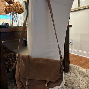 Free People Tan Suede Messenger Bag